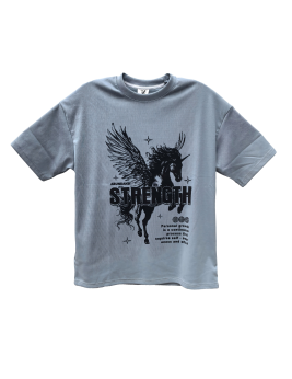 Strength Winged Unicorn Graphic Tee For Men,Short Sleeve Casual Shirt