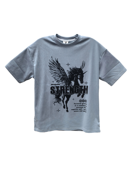 Strength Winged Unicorn Graphic Tee For Men,Short Sleeve Casual Shirt