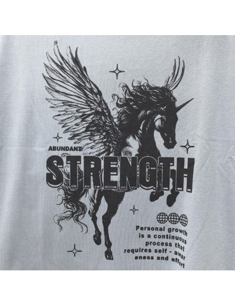 Strength Winged Unicorn Graphic Tee For Men,Short Sleeve Casual Shirt