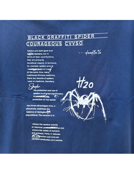 Black Graffiti Spider Graphic Tee For Men,Short Sleeve Casual Shirt