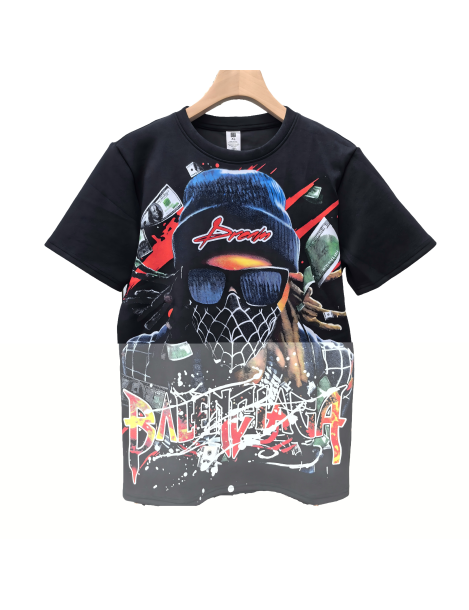 A Man Wearing A Spider Mask Graphic Tee For Men,Short Sleeve Casual Shirt