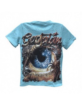 God Plan One Eye Graphic Tee For Men,Short Sleeve Casual Shirt