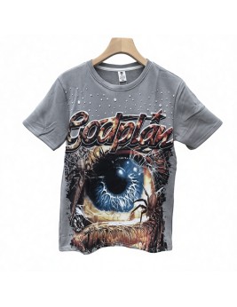 God Plan One Eye Graphic Tee For Men,Short Sleeve Casual Shirt