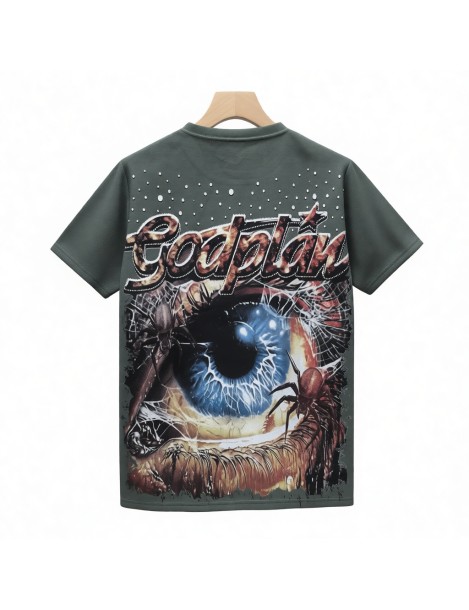 God Plan One Eye Graphic Tee For Men,Short Sleeve Casual Shirt