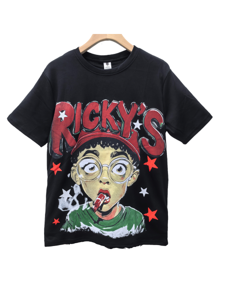Ricky's Little Boy Graphic Tee For Men,Short Sleeve Casual Shirt