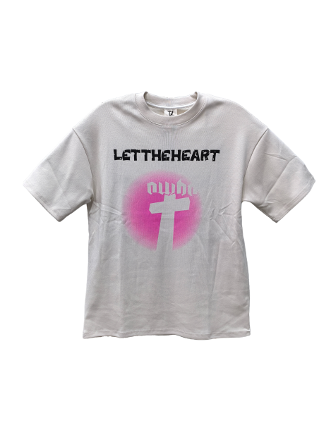 Let The Heart Cross Graphic Tee For Men,Short Sleeve Casual Shirt